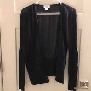 Ann Taylor LOFT navy long cardigan with sheer back